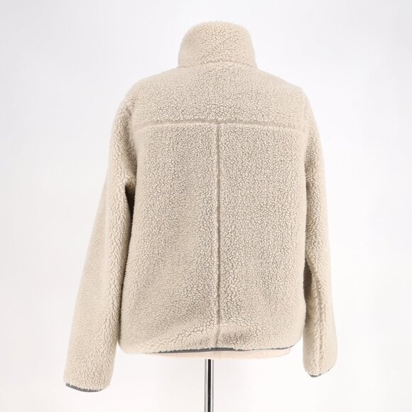 L.L.BEAN Women's Bean's Sherpa Fleece Jacket Stand Collar Oatmeal Beige Size L - Picture 4 of 9